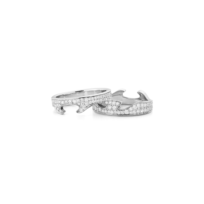 Georg Jensen Fusion White Gold Diamond Puzzle Ring Set #1368 A