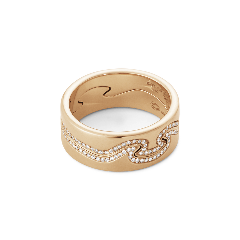 Georg Jensen Fusion Yellow Gold Diamond Puzzle Ring Set #1371