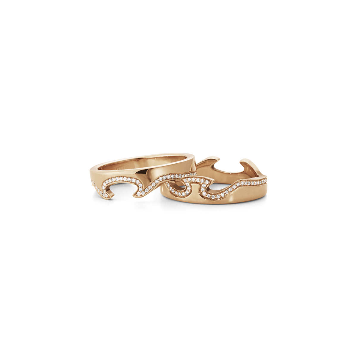 Georg Jensen Fusion Rose Gold Diamond Puzzle Ring Set #1371