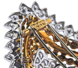 1960s David Webb Diamond Gold Platinum Brooch Pin