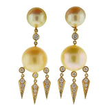 Assael Prince Dimitri Diamond South Sea Pearl Gold Drop Earrings - Oak Gem
