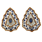 Buccellati Sapphire Diamond Gold Large Earrings - Oakgem.com