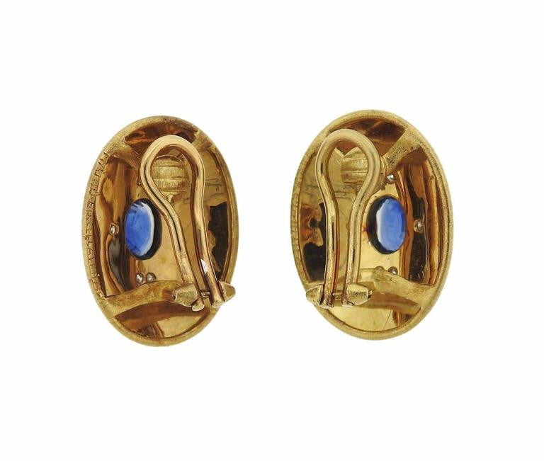 Mario Buccellati Gold Sapphire Diamond Earrings - Oakgem.com