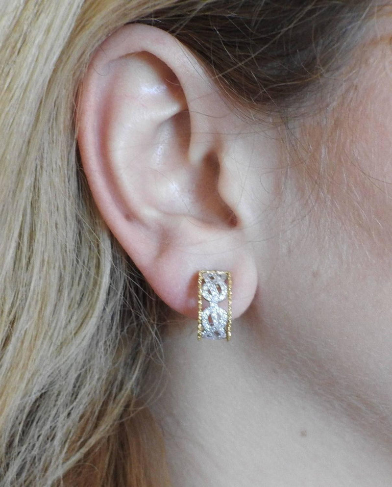 Buccellati Diamond Gold Hoop Earrings - Oakgem.com