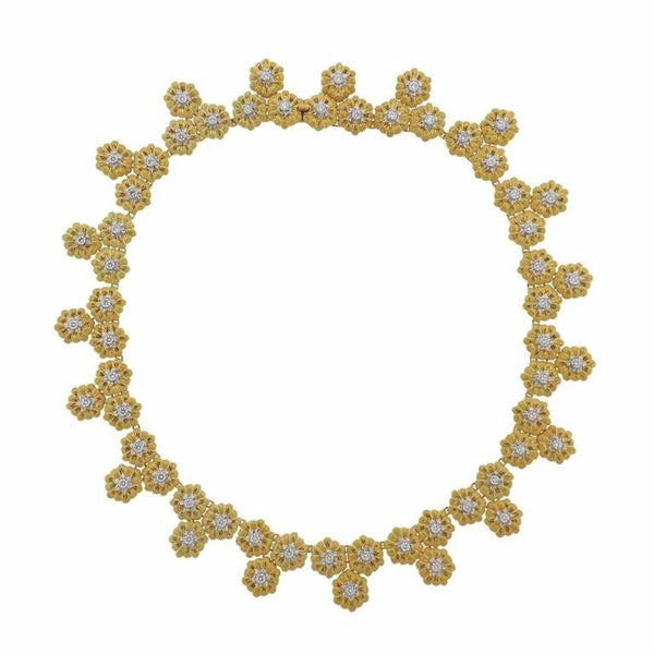 Buccellati Gold Diamond Flower Motif Necklace - Oak Gem