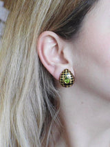 Angela Cummings Gold Peridot Jade Inlay Earrings - Oakgem.com