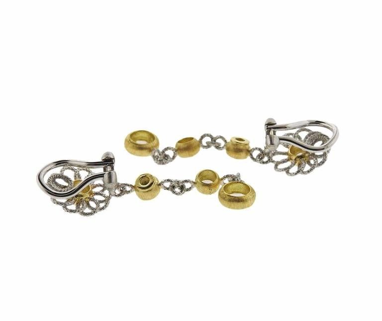 Buccellati Diamond Gold Flower Drop Earrings - Oakgem.com