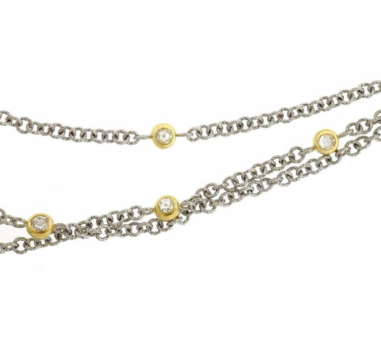 Buccellati Gold Three Strand Diamond Station Necklace - Oakgem.com