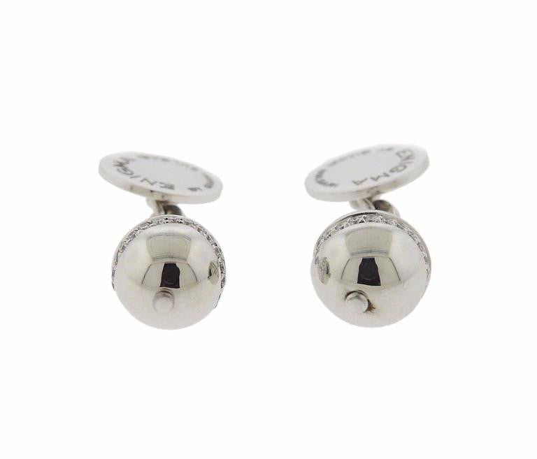 G. Bulgari Enigma Diamond Gold Ball Cufflinks - Oak Gem